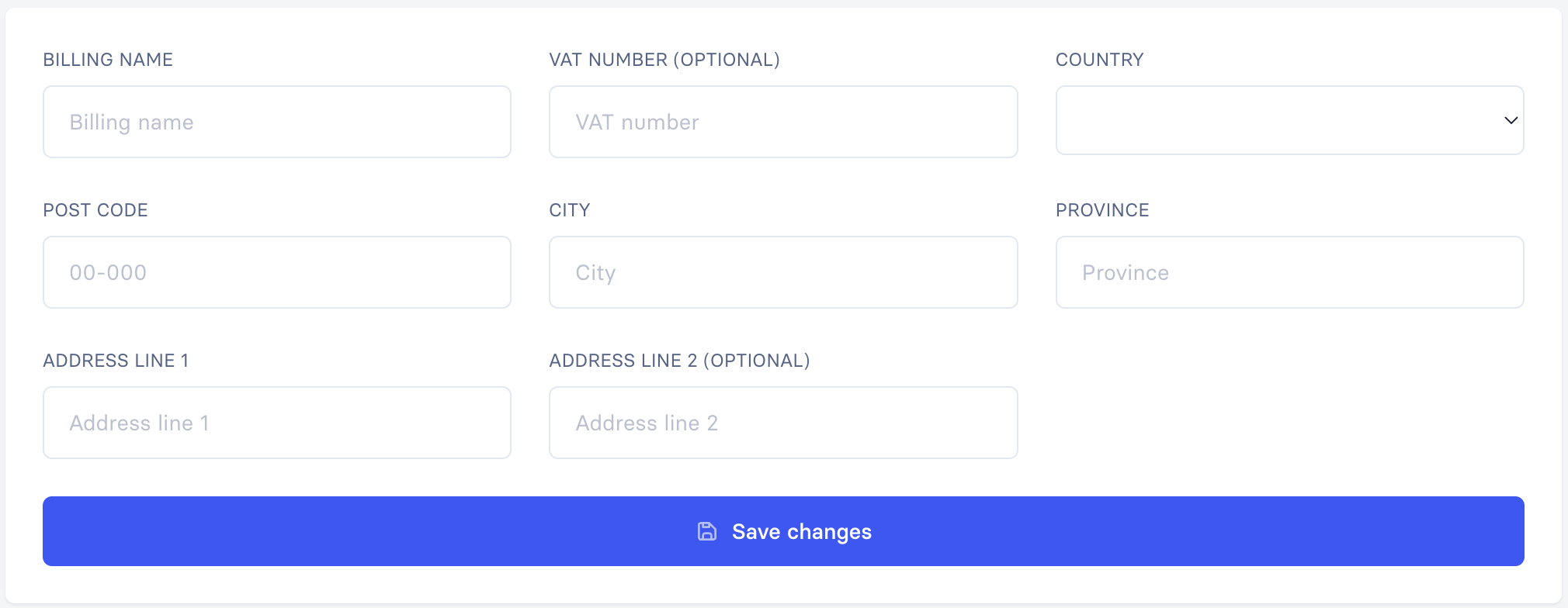 Billing details