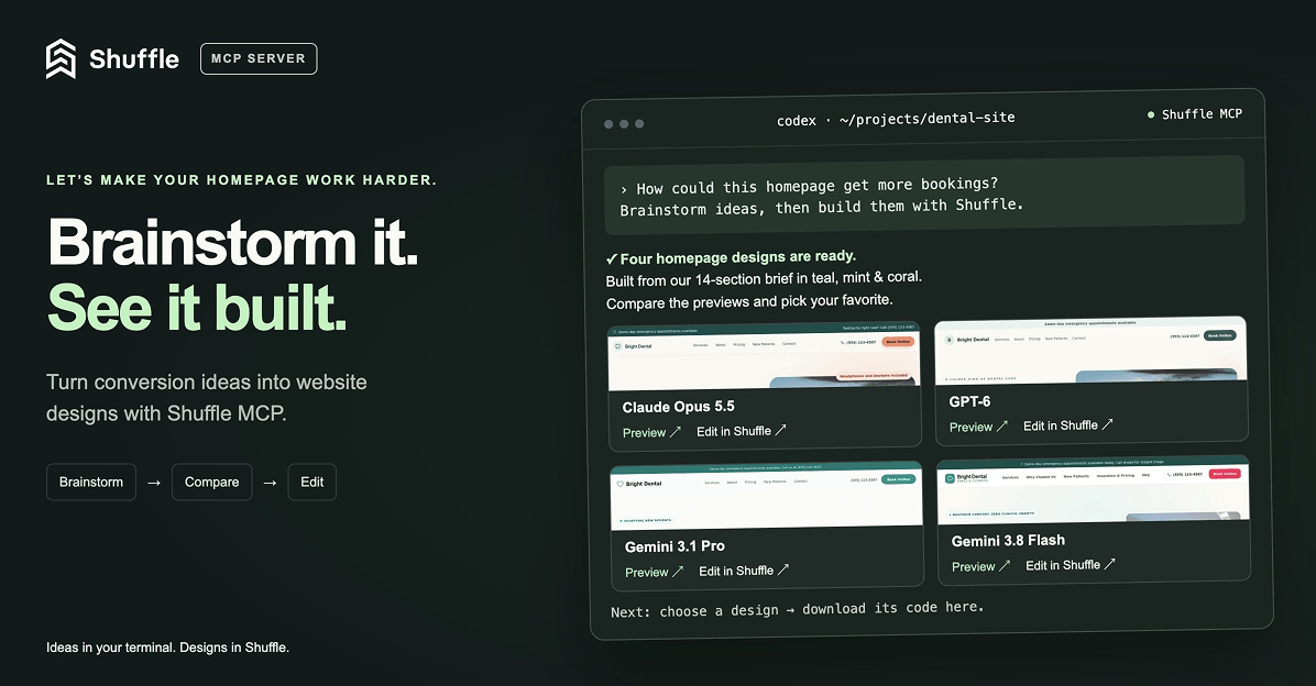 Generating Shuffle designs from the terminal with the MCP server